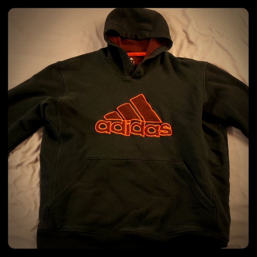 Black/Red Addias Logo Pull Over Hoodie Size XL